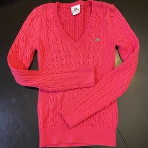 Women’s Lacoste v-neck cable-knit Sweater